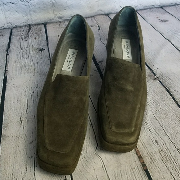 Bruno Magli Italian Green Suede Loafers Sz 7 AA - Picture 3 of 8
